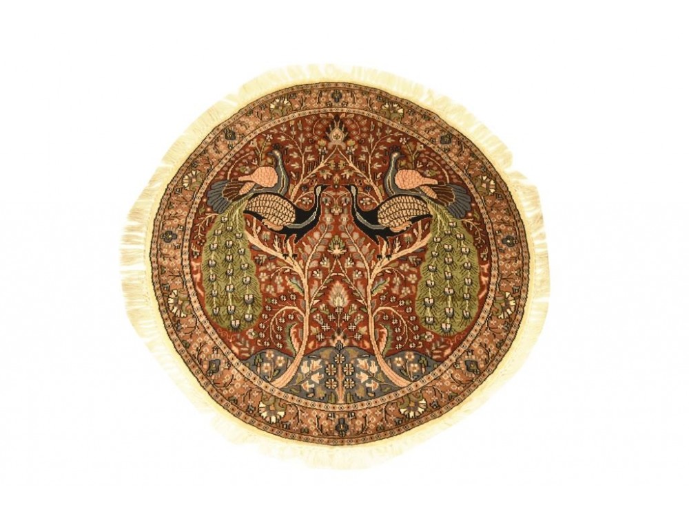 Peacock Round Design Hand Knotted Carpet